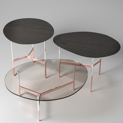 意式拼色双用柜头柜不锈钢大理石