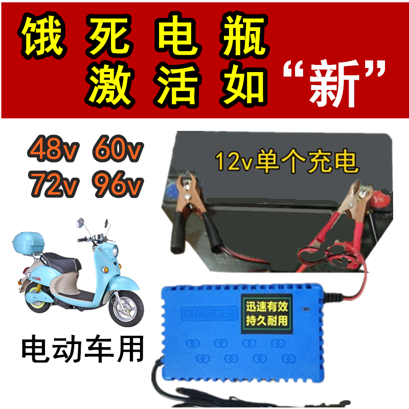 电动车电池亏电饿死激活修复器12v充电器充满自停汽车摩托车电瓶A