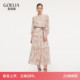歌莉娅真丝连衣裙女2026新款 游牧风腰果花淡人度假桑蚕丝长裙 春季