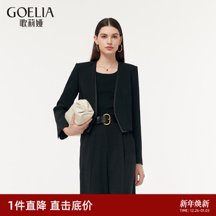 双层羊毛 外套正装 歌莉娅黑色西装 小个子短款 女士春季 直降3折