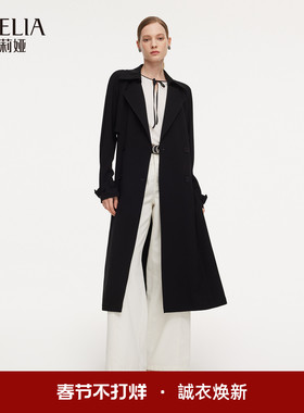 歌莉娅三醋酸黑色风衣女2026新款春季流行穿搭长款外套1F2L6L710