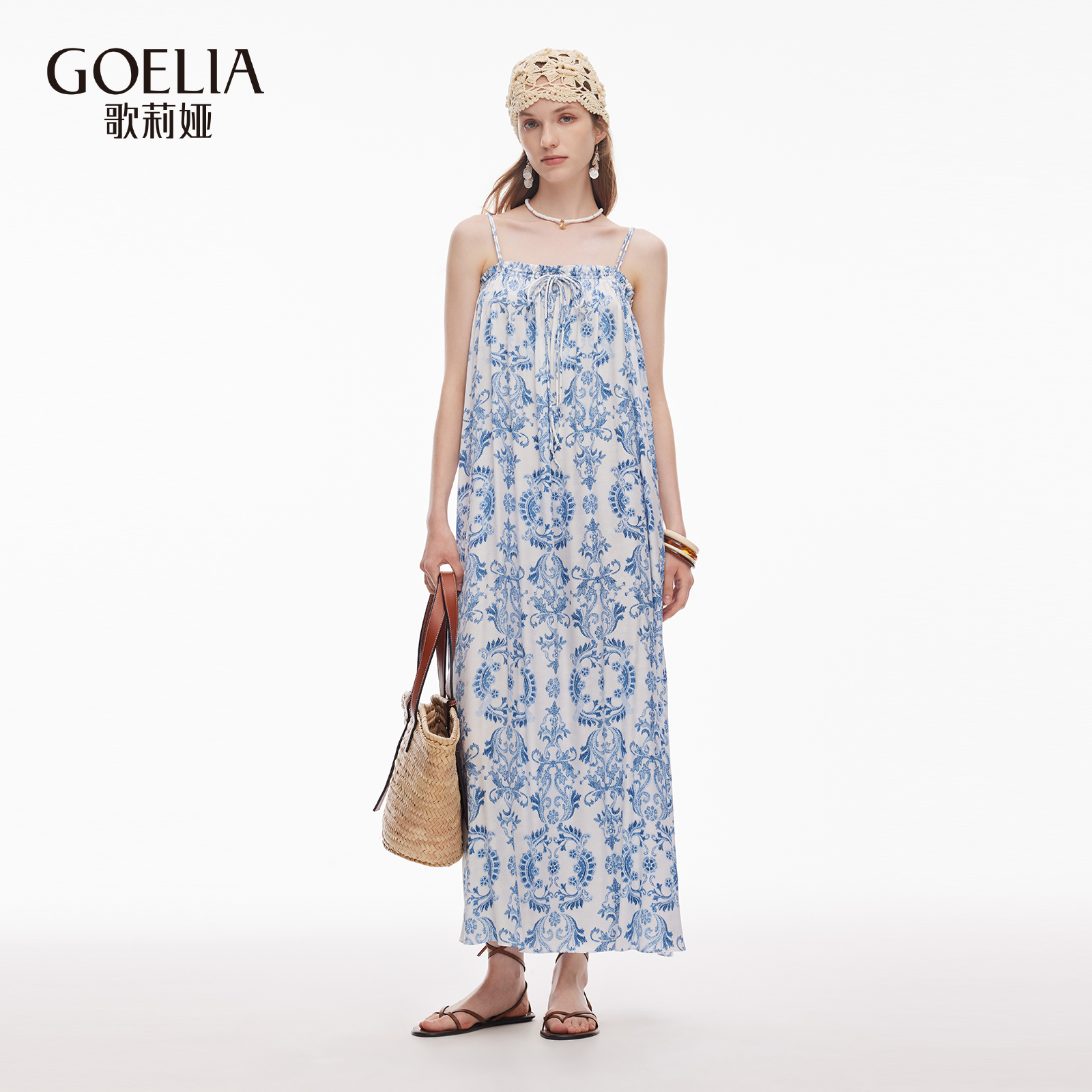 歌莉娅夏季度假宽松吊带连衣裙女