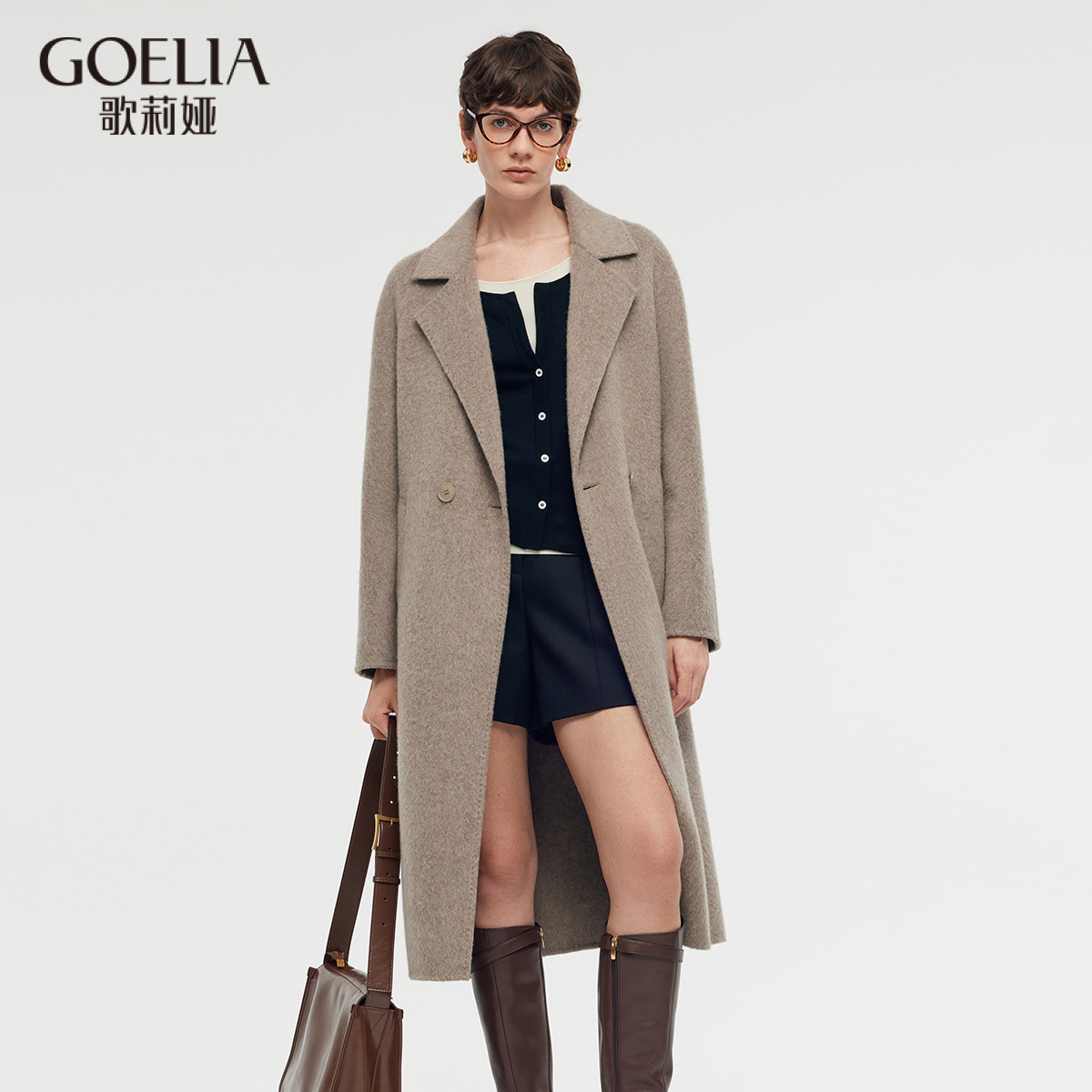 羊毛大衣歌莉娅英伦风双面呢外套