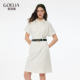风穿搭裙子 流行工装 首降5折 歌莉娅白色牛仔连衣裙女夏新款