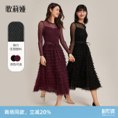 收腰显瘦裙子女18NM4E350 压褶蛋糕连衣裙气质时尚 歌莉娅夏季 新款