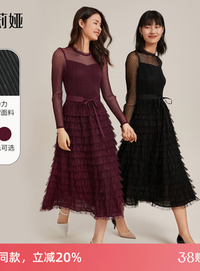 歌莉娅夏季新款压褶蛋糕连衣裙气质时尚收腰显瘦裙子女18NM4E350
