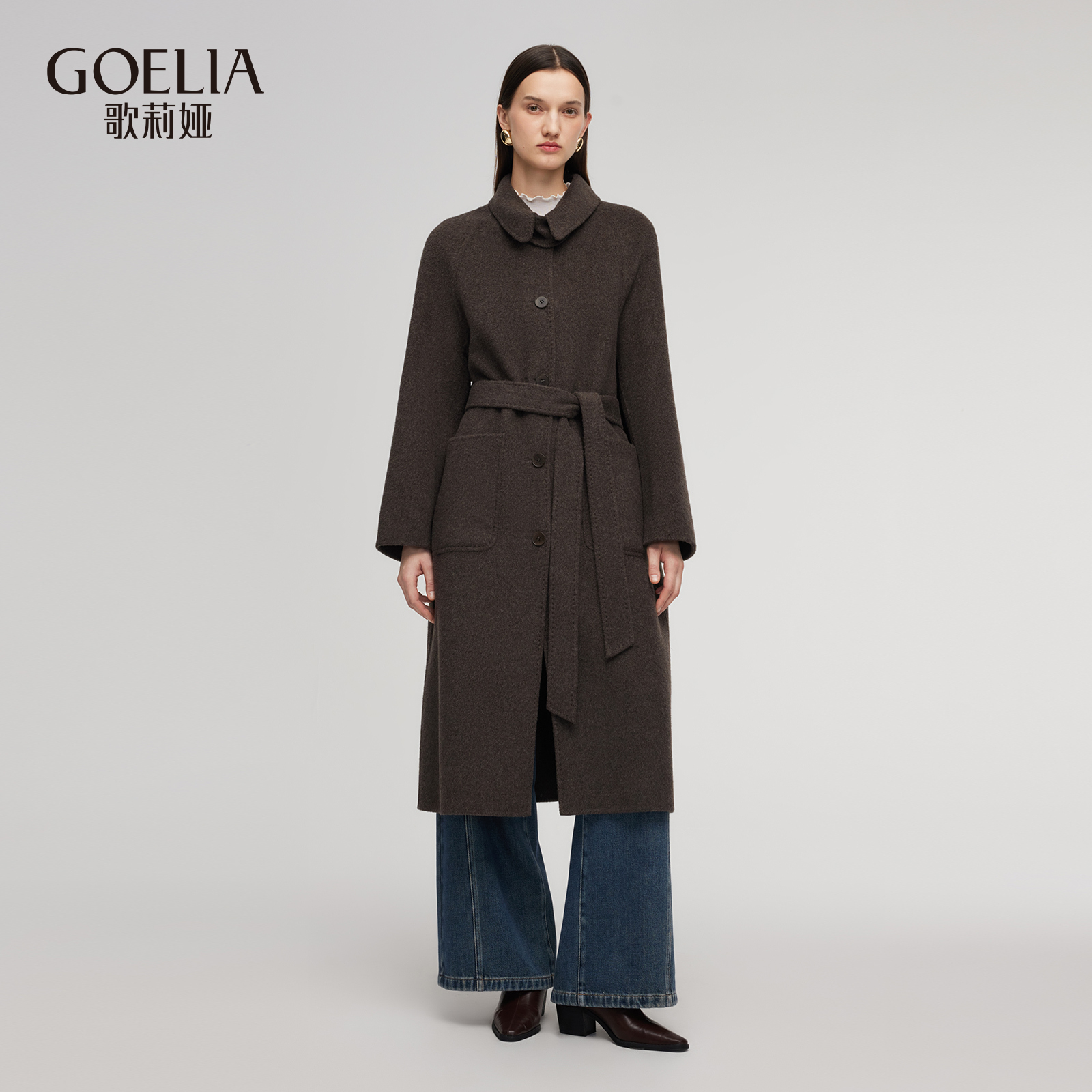 歌莉娅冬季羊毛羊驼绒大衣外套女