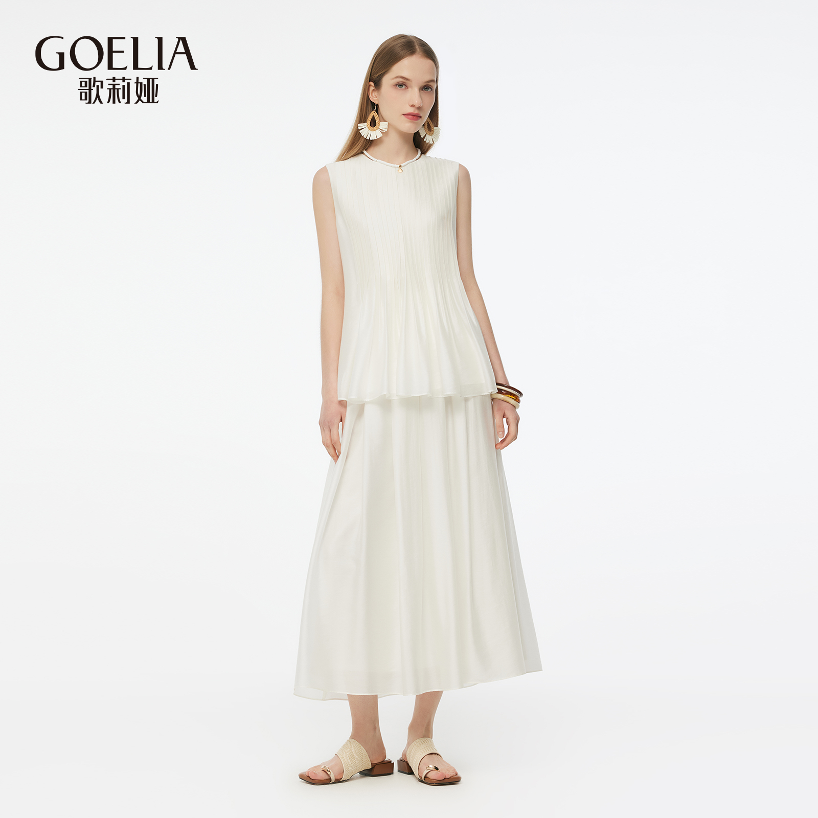 歌莉娅夏季设计感天丝套装裙女