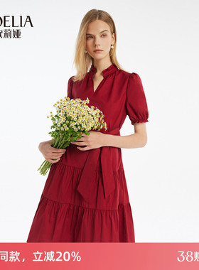 歌莉娅红色连衣裙女夏季时尚气质绝美棉布小红裙子1C4R4K0ZA