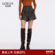 歌莉娅PU皮短裤 子1ECC1A450 流行穿搭小个子高腰裤 女2025新款 秋季