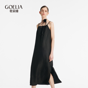 中式 歌莉娅真丝连衣裙女夏季 穿搭高端桑蚕丝吊带裙 非遗香云纱