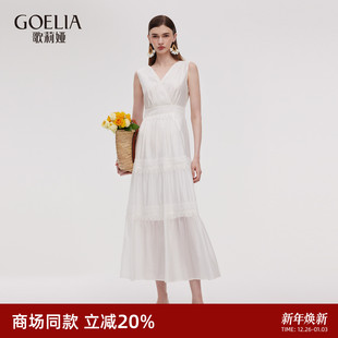 巨好看蕾丝边薄纱长裙1E4C4K75A 夏季 歌莉娅无袖 连衣裙女2025新款