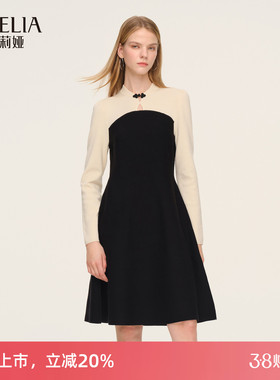 歌莉娅新中式连衣裙女春季2026新款国风旗袍领针织裙子1F1R4G0N0