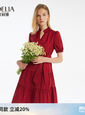 歌莉娅红色连衣裙女夏季时尚气质绝美棉布小红裙子1C4R4K0ZA