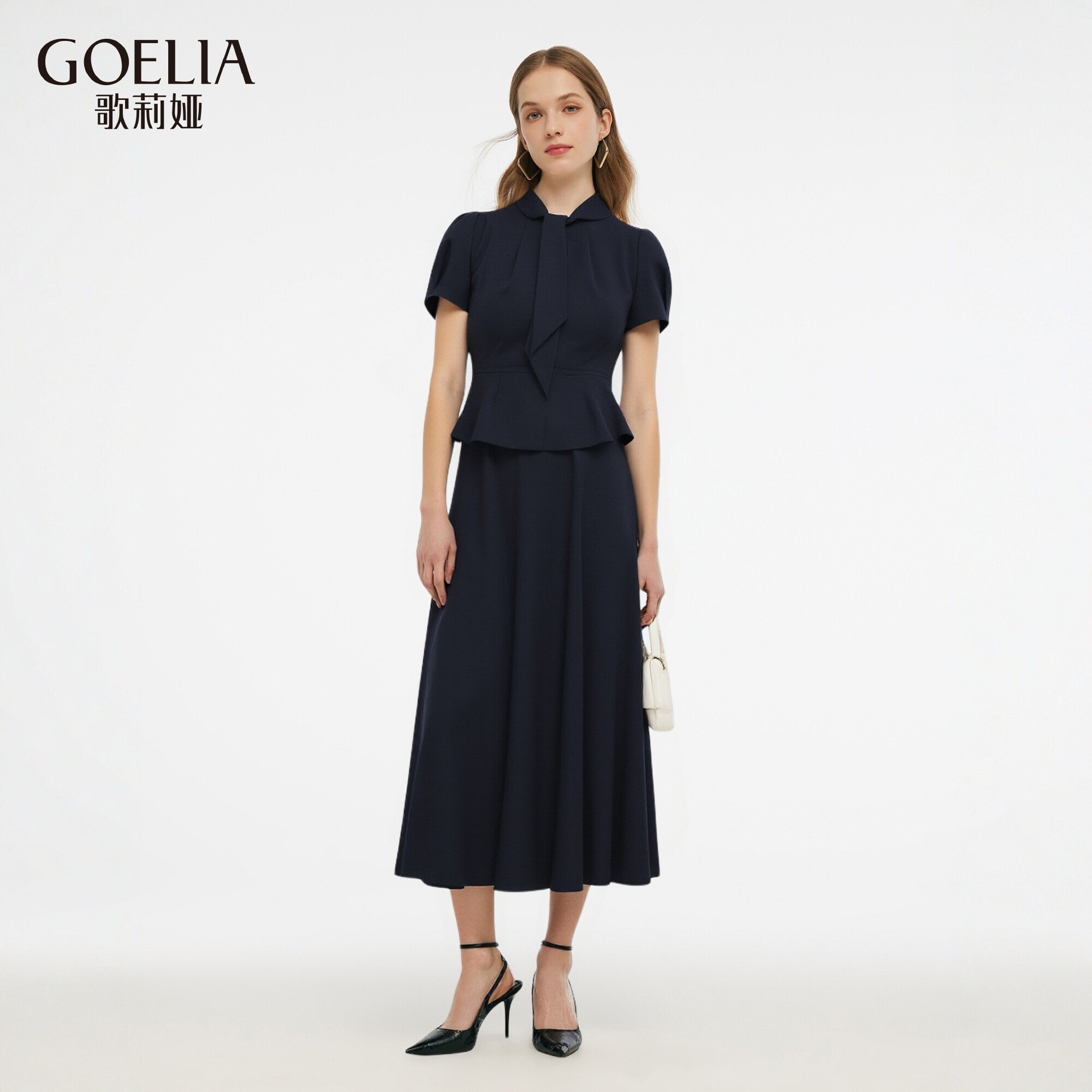 直降5折|歌莉娅女装大方得体两件套装秋季巨好看飘带领一整套穿搭