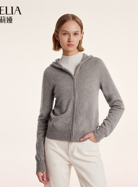 歌莉娅冬季新品羊绒连帽开衫1BNL6J79A
