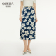 歌莉娅半身裙女夏季 优雅独特漂亮印花高腰裙子1E5R2B14A 新款