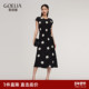 首降3折 歌莉娅真丝连衣裙女夏高端桑蚕丝波点掐腰裙子