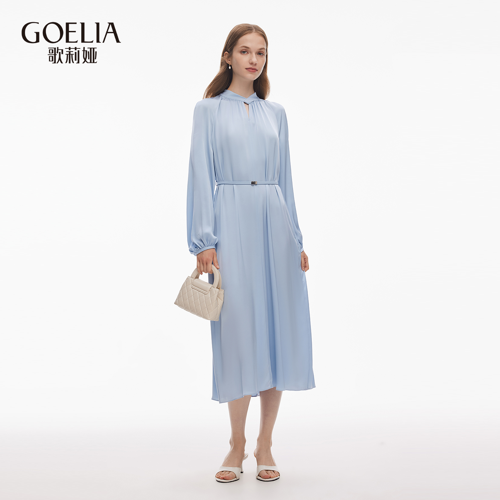 歌莉娅秋季高端气质真丝连衣裙女