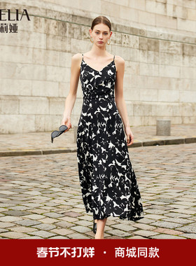 歌莉娅真丝连衣裙女时尚夏季桑蚕丝吊带裙高端长裙1C5L4K690
