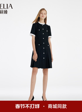 歌莉娅黑色小香风连衣裙女夏季时尚小个子气质裙子1C4R4K5SA