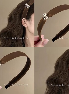 韩版时尚闪钻蝴蝶结发箍高级感外出气质百搭碎发头箍高颅顶发饰女
