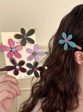 韩国东大门新款五瓣花朵刘海夹侧边夹女ins风高级感2026鸭嘴夹