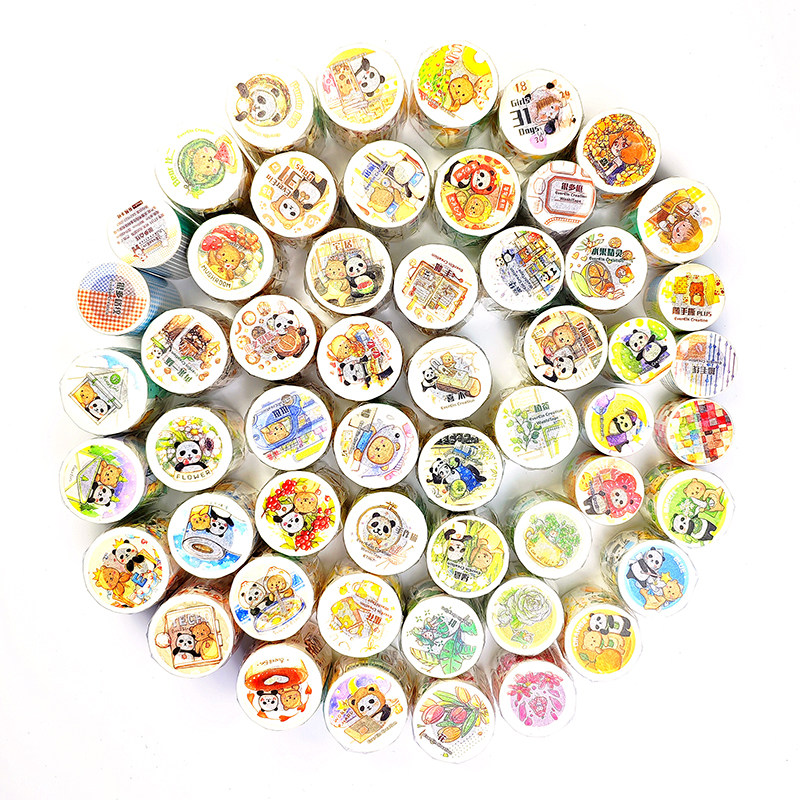 EverEin有熊手帐胶带整卷集合熊猫diy素材和纸贴纸旅行清单贴纸卷