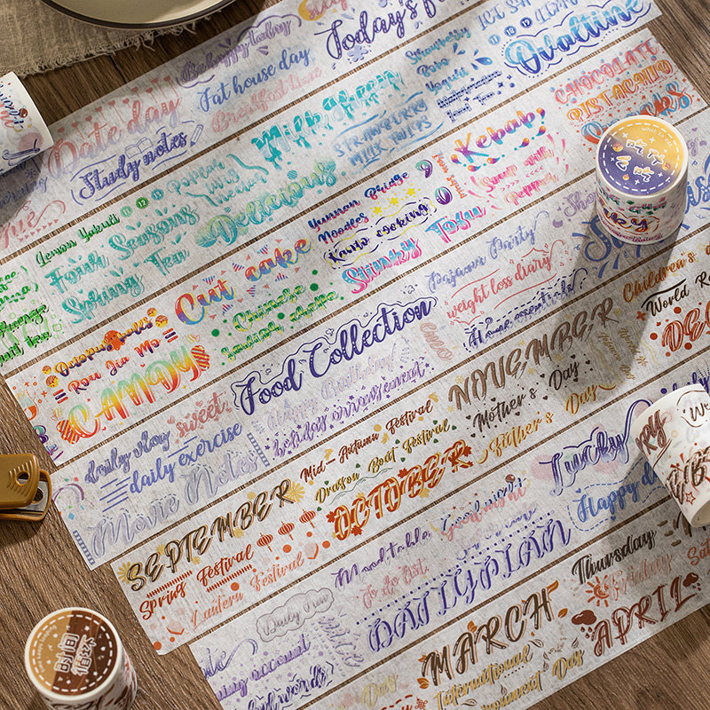 语闲brush字体手账胶带花体英文手账日记和纸特油diy素材英文贴纸