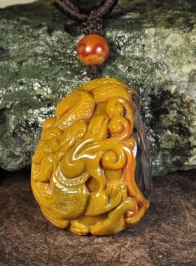 精品手工俏色雕件宣化吊坠