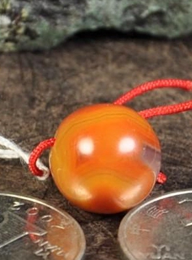 精品无裂散珠天然北票战国红缟玛瑙单珠子直径14.5mmZZ05