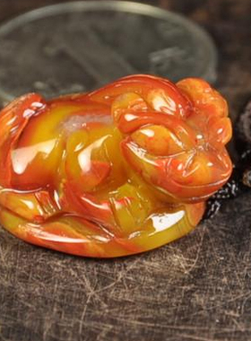 精品朝阳红缟玛瑙北票战国红吊坠