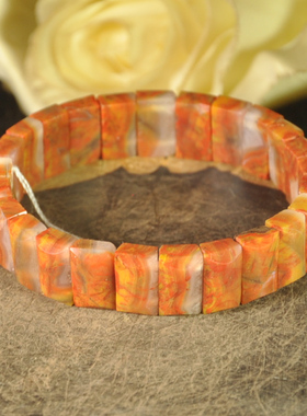 同料天然北票红缟玛瑙手串战国红