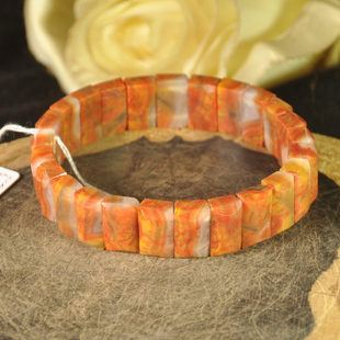 精品同料天然北票战国红缟玛瑙手排手链手串男款女款鸡油黄鸡血红