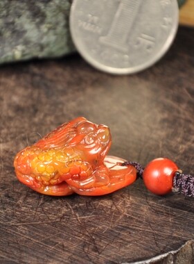 缟玛瑙金蟾铜钱手工挂件毛衣项链