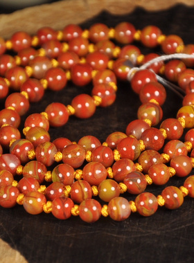 天然缟玛瑙多圈手链鸡油黄佛珠