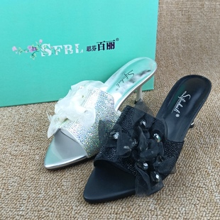 品牌撤柜断码处理女鞋尖头细跟凉拖鞋时尚百搭气质高跟法式女拖鞋