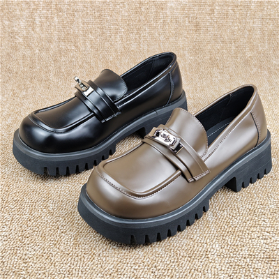 圆头厚底时尚百搭乐福鞋