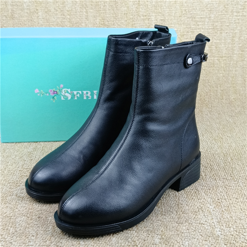 真皮36码时尚百搭加绒女短靴