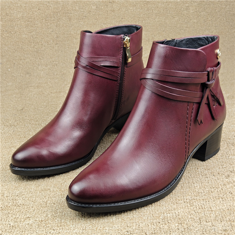 品牌撤柜断码清仓女鞋真皮女靴子头层牛皮低跟时装靴羊皮里女短靴,女鞋,时装靴,淘宝优惠券,粉丝福利购,淘宝优惠卷