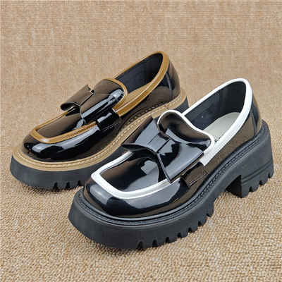 真皮厚底休闲女士乐福鞋