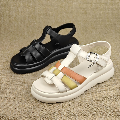夏季头层牛皮轻便舒适女凉鞋