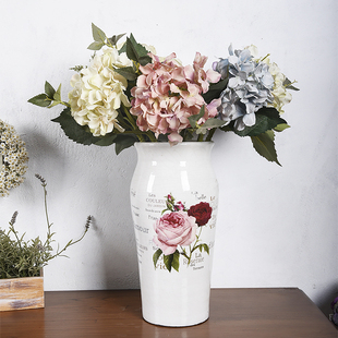 饰品摆件 孤品复古玫瑰陶瓷仿裂片花瓶创意绢干花插花器居家欧式 装