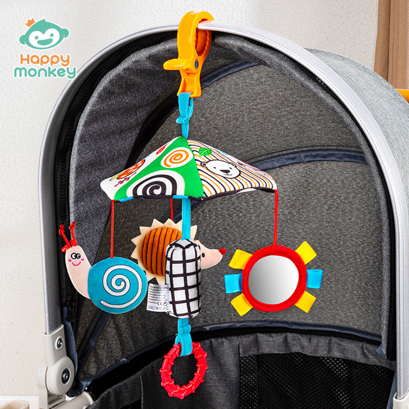 Happy monkey婴儿推车挂件风铃新生儿安抚益智床铃摇铃吊伞玩具