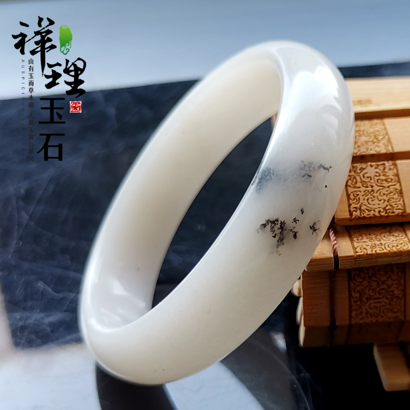 佘太翠草花手镯a货正玉镯子直播女石英岩玉带证书直播包邮