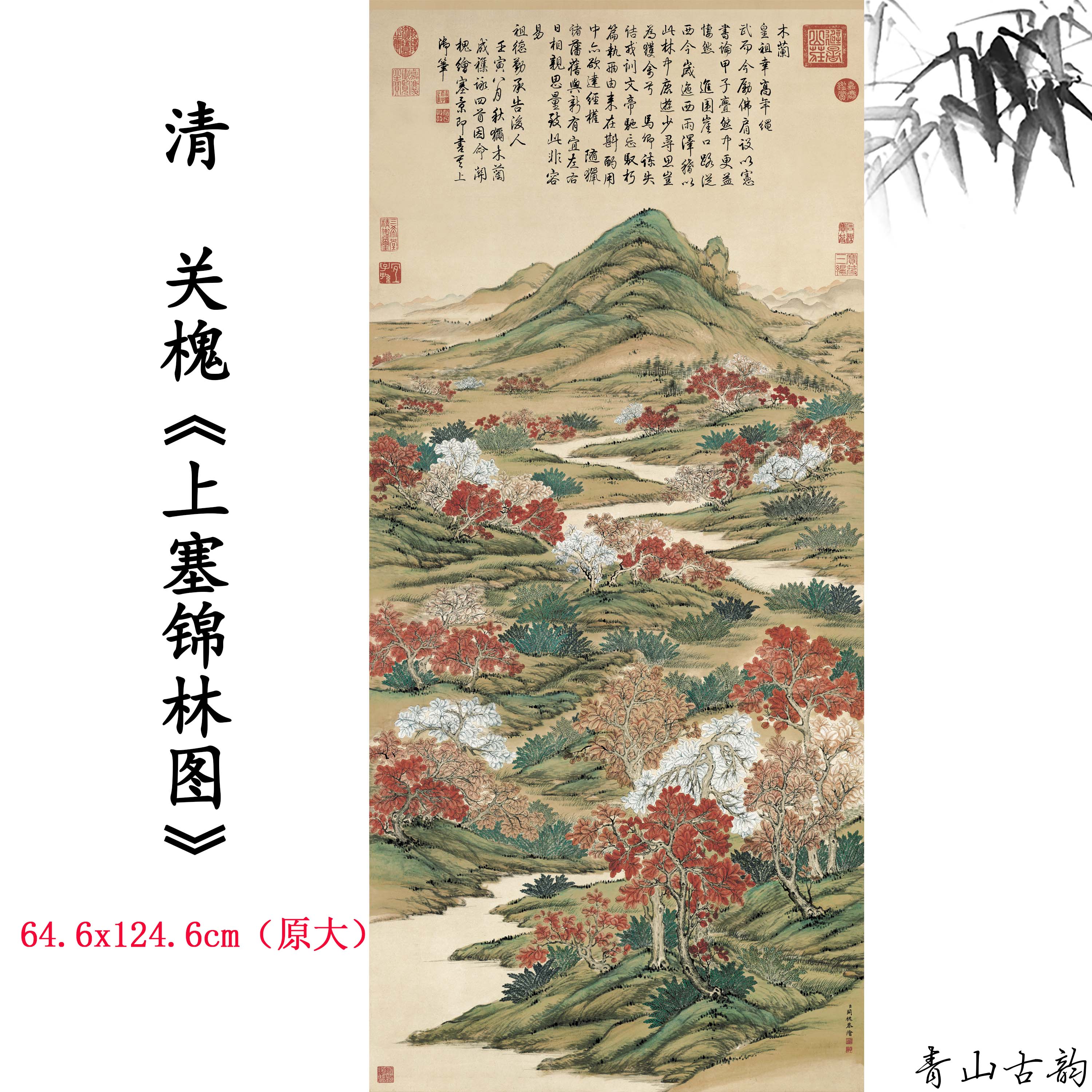 新品1:1清关槐上塞锦林图风景画卷仿古字画高清微喷复制临摹范-封面