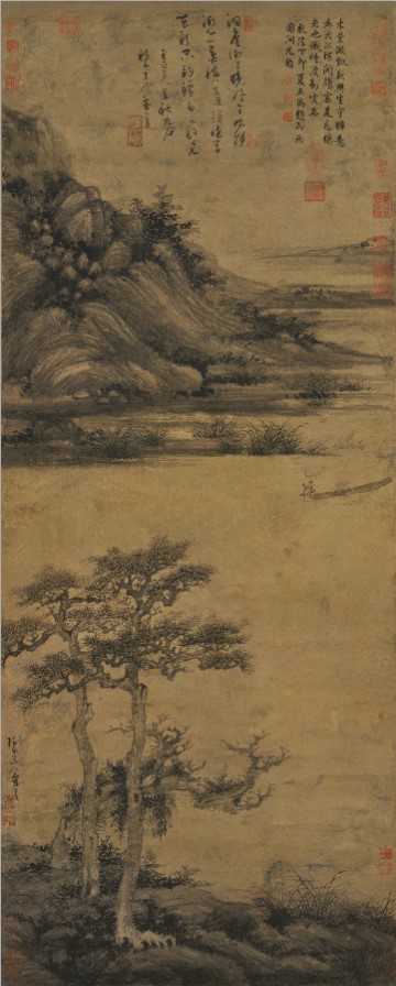 仿古国画装饰画山水画临摹微喷