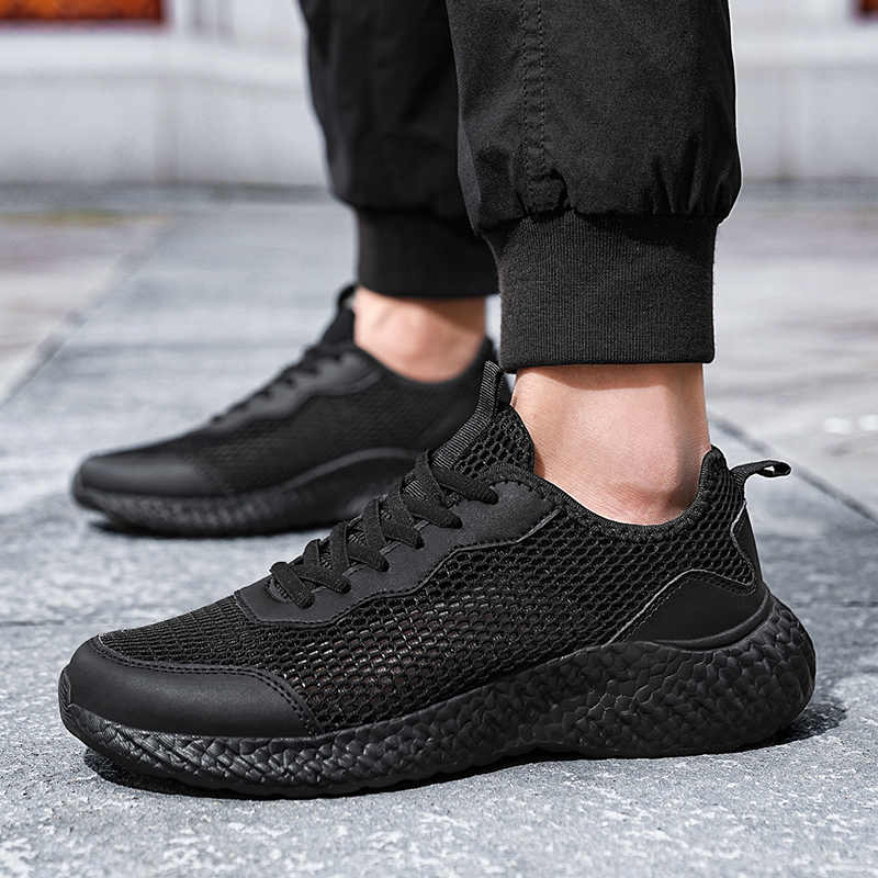 夏季男鞋黑色轻便运动鞋
