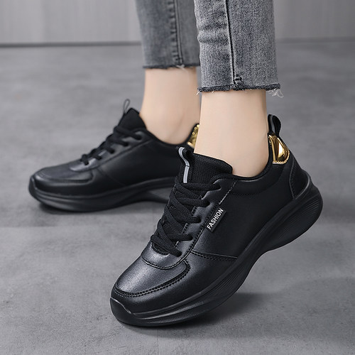 回磁力女鞋皮面轻便软底