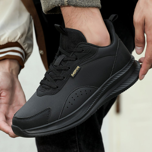 皮面男鞋轻便软底舒适